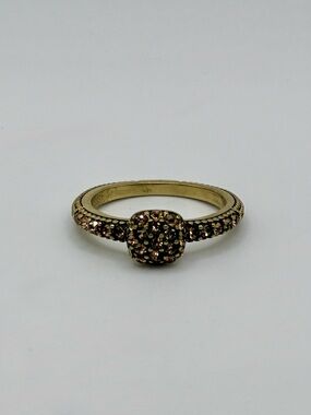 Heidi Daus Gold-Tone Champagne Crystal Cluster Ring Size 9.75
